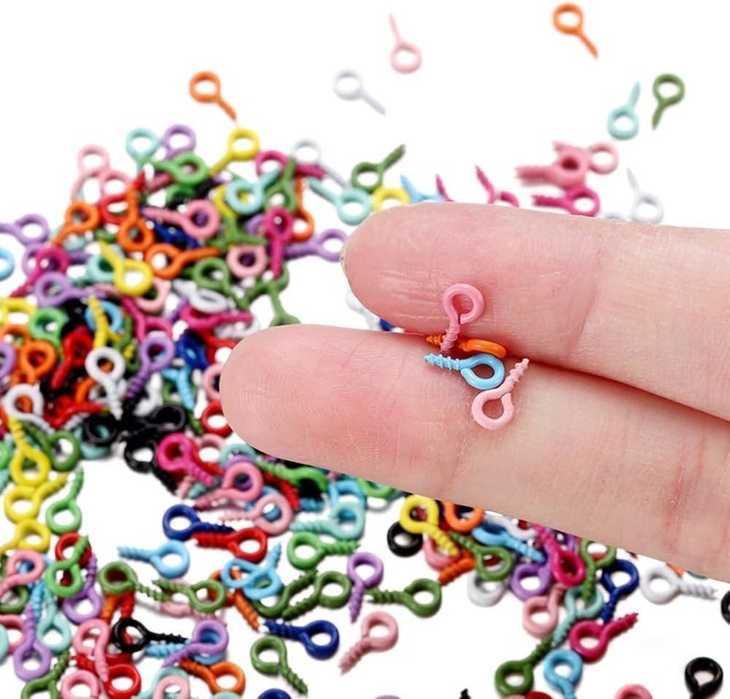 Wentoenapp 200Pcs Colorful Small Screw Eye Pins, Eye Screw Clasps, Jewelry Eye Hooks, Self Tapping Screws, Mini Hoop Pegs, Craft Eyelets for DIY Jewelry Making, Arts, Crafts and Sewing - Image 5